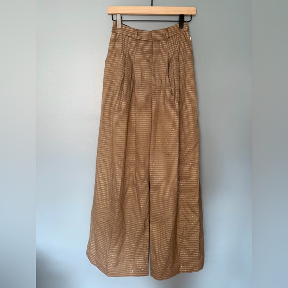 Anthropologie Maeve Pleated Wide-Leg Houndstooth Trousers | Size 0 - Picture 6 of 9